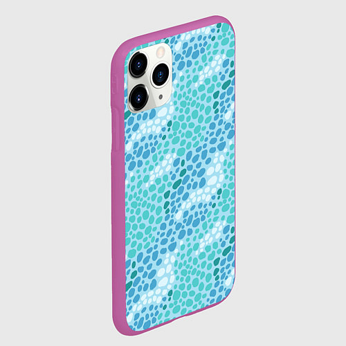 Чехол iPhone 11 Pro матовый Океанские волны из синих и бирюзовых камней / 3D-Фиолетовый – фото 2
