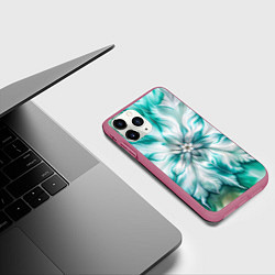 Чехол iPhone 11 Pro матовый Акварельный цветок Лепестки, цвет: 3D-малиновый — фото 2
