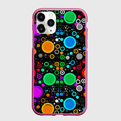 Чехол iPhone 11 Pro матовый Разноцветные круги, цвет: 3D-малиновый