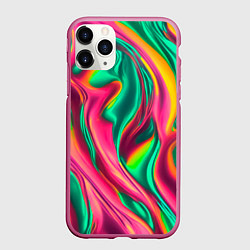 Чехол iPhone 11 Pro матовый Неоновый голографик, цвет: 3D-малиновый