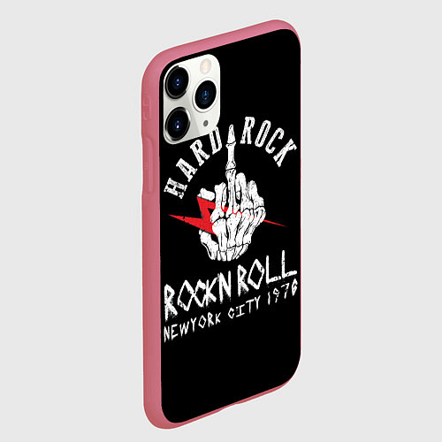 Чехол iPhone 11 Pro матовый Хард-рок, рок-н-ролл / 3D-Малиновый – фото 2