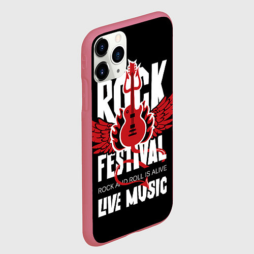 Чехол iPhone 11 Pro матовый Rock festival - live music / 3D-Малиновый – фото 2