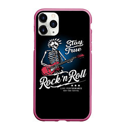 Чехол iPhone 11 Pro матовый Rock and roll - punk, цвет: 3D-малиновый