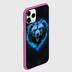 Чехол iPhone 11 Pro матовый Пылающая эмблема медведя, цвет: 3D-фиолетовый — фото 2