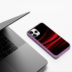 Чехол iPhone 11 Pro матовый Темная красная абстракция на черном фоне, цвет: 3D-фиолетовый — фото 2