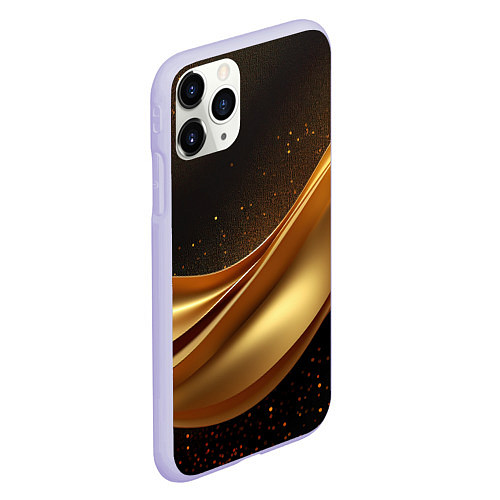 Чехол iPhone 11 Pro матовый Золотая стильная абстракция на черном фоне / 3D-Светло-сиреневый – фото 2