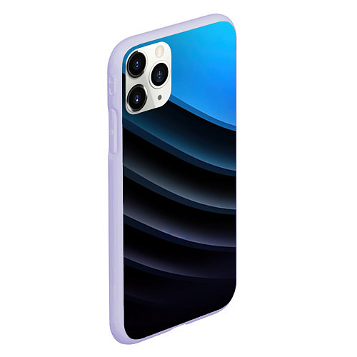 Чехол iPhone 11 Pro матовый Геометрическая синяя абстракция на черном фоне мин / 3D-Светло-сиреневый – фото 2