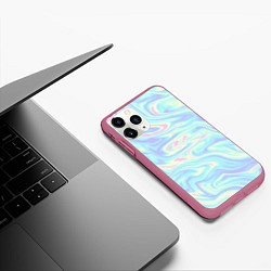 Чехол iPhone 11 Pro матовый Жидкая абстракция, цвет: 3D-малиновый — фото 2