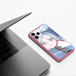 Чехол iPhone 11 Pro матовый Sousou no Frieren Фрирен beautiful smile, цвет: 3D-малиновый — фото 2