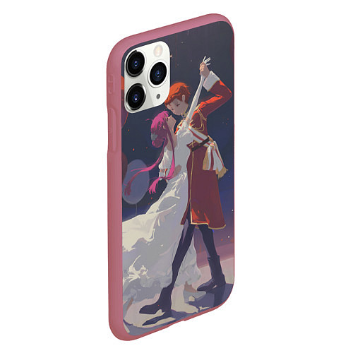 Чехол iPhone 11 Pro матовый Sousou no Frieren Fern Stark Love dance / 3D-Малиновый – фото 2