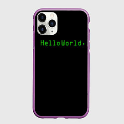 Чехол iPhone 11 Pro матовый Hello world, цвет: 3D-фиолетовый