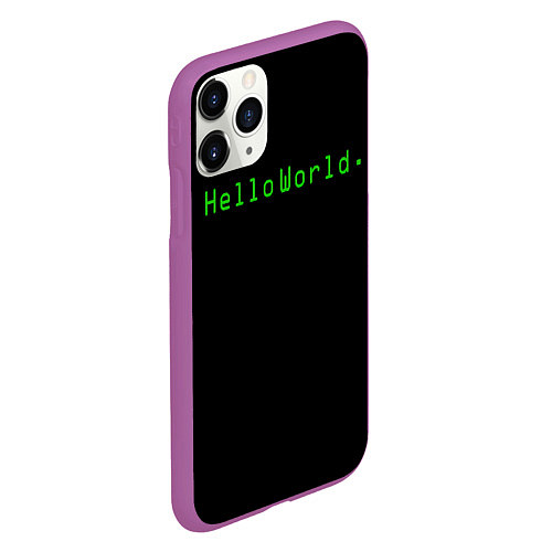 Чехол iPhone 11 Pro матовый Hello world / 3D-Фиолетовый – фото 2