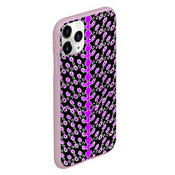 Чехол iPhone 11 Pro матовый Розовые киберпанк ячейки на чёрном фоне, цвет: 3D-розовый — фото 2