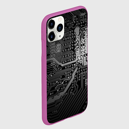 Чехол iPhone 11 Pro матовый Микросхема плата / 3D-Фиолетовый – фото 2