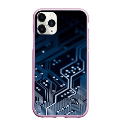 Чехол iPhone 11 Pro матовый Дорожки платы, цвет: 3D-розовый