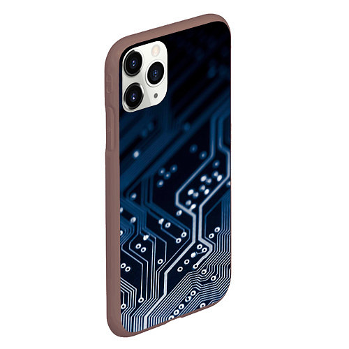 Чехол iPhone 11 Pro матовый Дорожки платы / 3D-Коричневый – фото 2