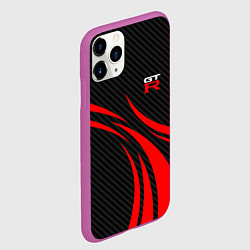 Чехол iPhone 11 Pro матовый GTR Nissan - Carbon and red, цвет: 3D-фиолетовый — фото 2