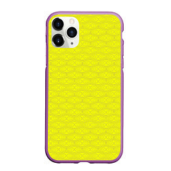 Чехол iPhone 11 Pro матовый Паттерн овалов на желтом, цвет: 3D-фиолетовый