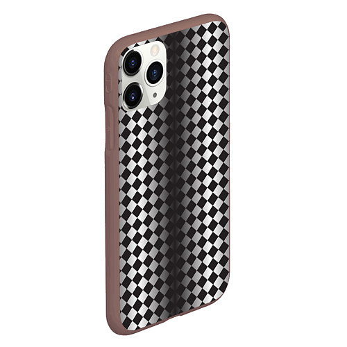 Чехол iPhone 11 Pro матовый Паттерн черных и белых квадратов / 3D-Коричневый – фото 2