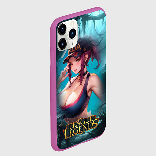 Чехол iPhone 11 Pro матовый League Of Legends Akali Kda / 3D-Фиолетовый – фото 2