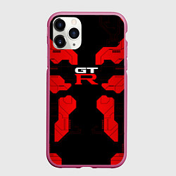 Чехол iPhone 11 Pro матовый Nissan GTR - Cyber red, цвет: 3D-малиновый