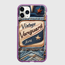 Чехол iPhone 11 Pro матовый Vintage vanguard jeans - patchwork, цвет: 3D-фиолетовый