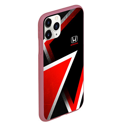 Чехол iPhone 11 Pro матовый Honda - красные треугольники / 3D-Малиновый – фото 2