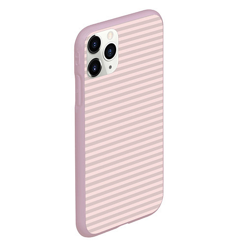 Чехол iPhone 11 Pro матовый Бледный серо-розовый в полоску / 3D-Розовый – фото 2