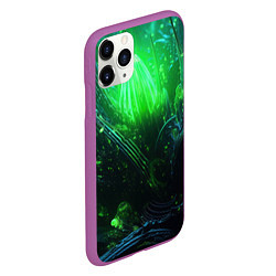 Чехол iPhone 11 Pro матовый Зеленая кислотная яркая неоновая абстракция, цвет: 3D-фиолетовый — фото 2