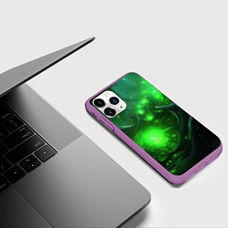Чехол iPhone 11 Pro матовый Зеленая кислотная яркая неоновая абстракция, цвет: 3D-фиолетовый — фото 2