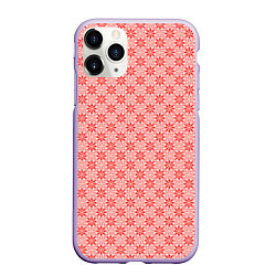 Чехол iPhone 11 Pro матовый Светлый красно-розовый паттерн цветочный, цвет: 3D-светло-сиреневый