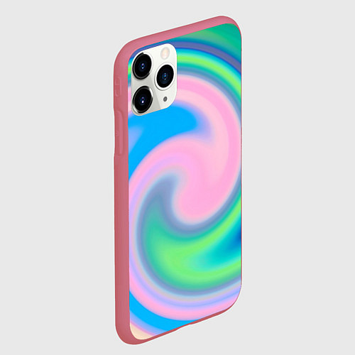Чехол iPhone 11 Pro матовый Абстрактный разноцветный круговорот / 3D-Малиновый – фото 2