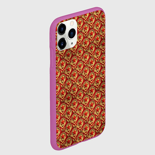 Чехол iPhone 11 Pro матовый Звезды в стиле СССР / 3D-Фиолетовый – фото 2