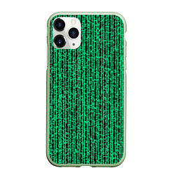 Чехол iPhone 11 Pro матовый Полосатый чёрно-зелёный, цвет: 3D-салатовый