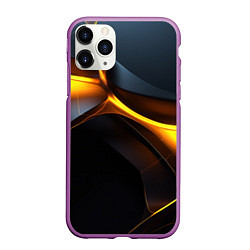 Чехол iPhone 11 Pro матовый Разлом черных плит и оранжевая лава, цвет: 3D-фиолетовый