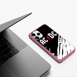 Чехол iPhone 11 Pro матовый Ac dc rock, цвет: 3D-малиновый — фото 2