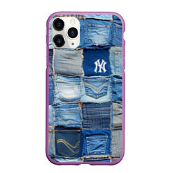 Чехол iPhone 11 Pro матовый Patchwork - New York yankees baseball team, цвет: 3D-фиолетовый