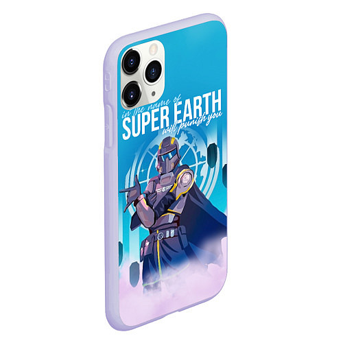 Чехол iPhone 11 Pro матовый In the name of super earth - Helldivers 2 / 3D-Светло-сиреневый – фото 2