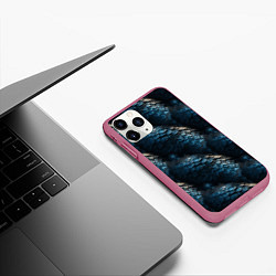 Чехол iPhone 11 Pro матовый Синяя стальная броня, цвет: 3D-малиновый — фото 2