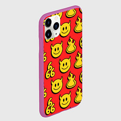 Чехол iPhone 11 Pro матовый 666 y2k emoji pattern, цвет: 3D-фиолетовый — фото 2