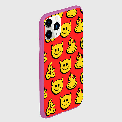 Чехол iPhone 11 Pro матовый 666 y2k emoji pattern / 3D-Фиолетовый – фото 2