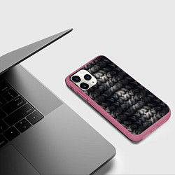 Чехол iPhone 11 Pro матовый Ретро коричневая броня, цвет: 3D-малиновый — фото 2