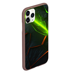 Чехол iPhone 11 Pro матовый Green neon abstract geometry, цвет: 3D-коричневый — фото 2