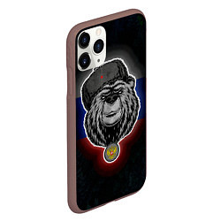 Чехол iPhone 11 Pro матовый Медведь с символикой РФ, цвет: 3D-коричневый — фото 2