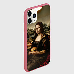 Чехол iPhone 11 Pro матовый Мона Лиза и большой гамбургер, цвет: 3D-малиновый — фото 2