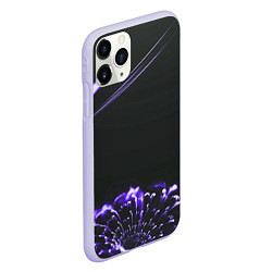 Чехол iPhone 11 Pro матовый Неоновый фиолетовый цветок в темноте, цвет: 3D-светло-сиреневый — фото 2