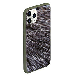 Чехол iPhone 11 Pro матовый Бело-серый мех звериный, цвет: 3D-темно-зеленый — фото 2
