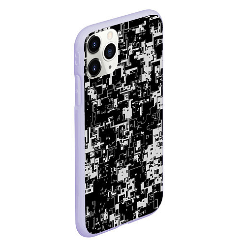 Чехол iPhone 11 Pro матовый Геометрия черно-белая / 3D-Светло-сиреневый – фото 2
