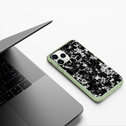 Чехол iPhone 11 Pro матовый Геометрия черно-белая, цвет: 3D-салатовый — фото 2