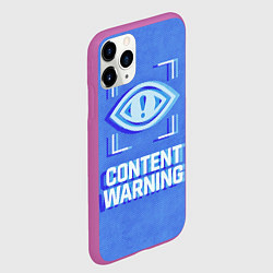 Чехол iPhone 11 Pro матовый Content Warning blue, цвет: 3D-фиолетовый — фото 2